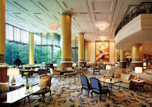Makati Shangri-La Manila, where a 14-piece orchestra plays in the lobby lounge