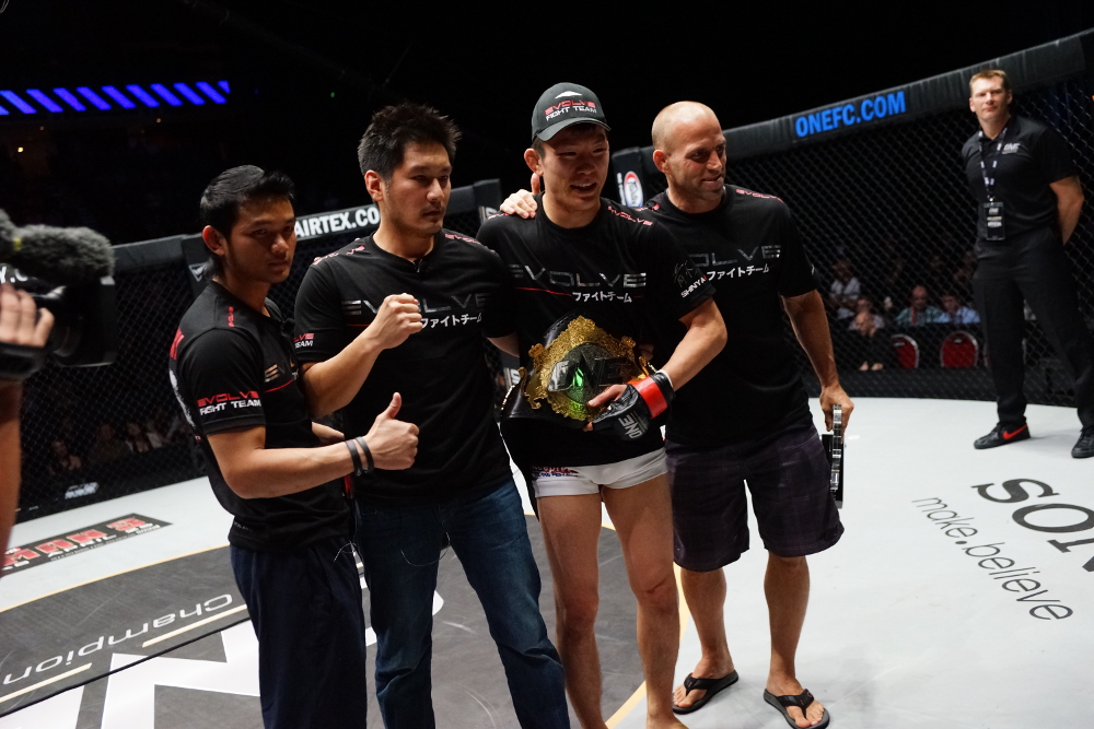 ONE FC Lightweight World Champion Shinya Aoki (third from left) is both teammate and friend to Eddie Ng; Image courtesy of ONE Fighting Championship
