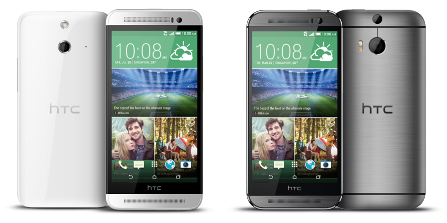Seeing double: The HTC One E8 (left) 