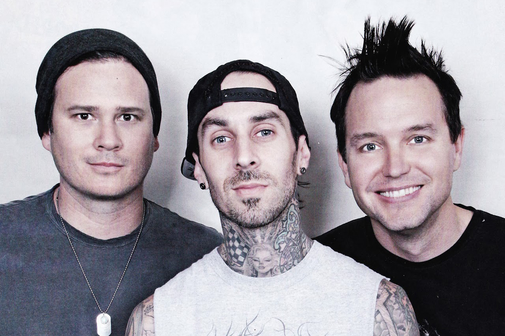 Blink-182 members (from left) Tom DeLonge, Travis Barker and Mark Hoppus