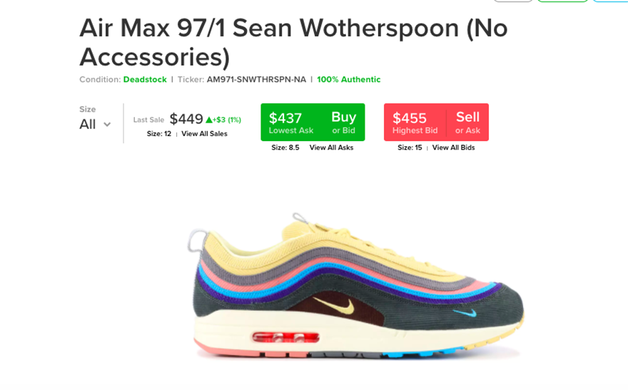 Sean Wotherspoon Nike Air 1/97 Resold Affordable Prices Online |