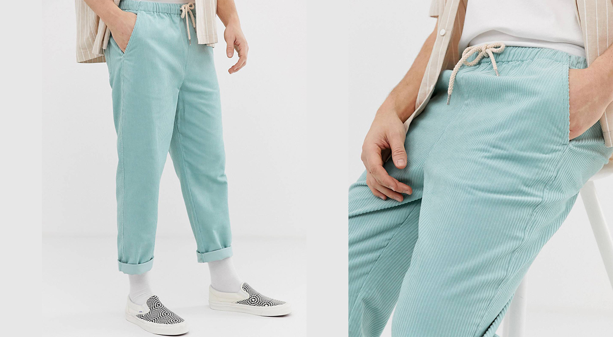 ASOS Labour Day Sale cropped trousers pastel blue cord