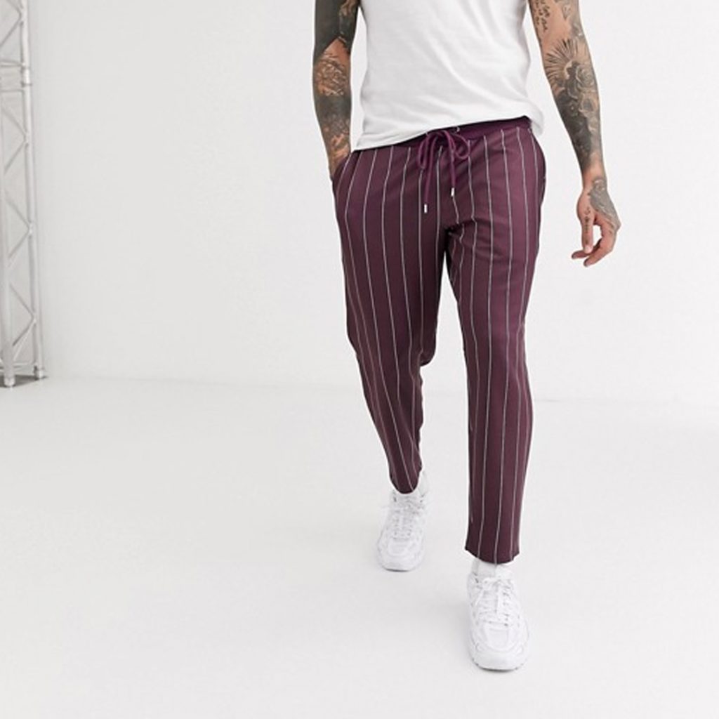 Chinese New Year Shopping Guide ASOS DESIGN poly tricot skinny joggers with pin stripe