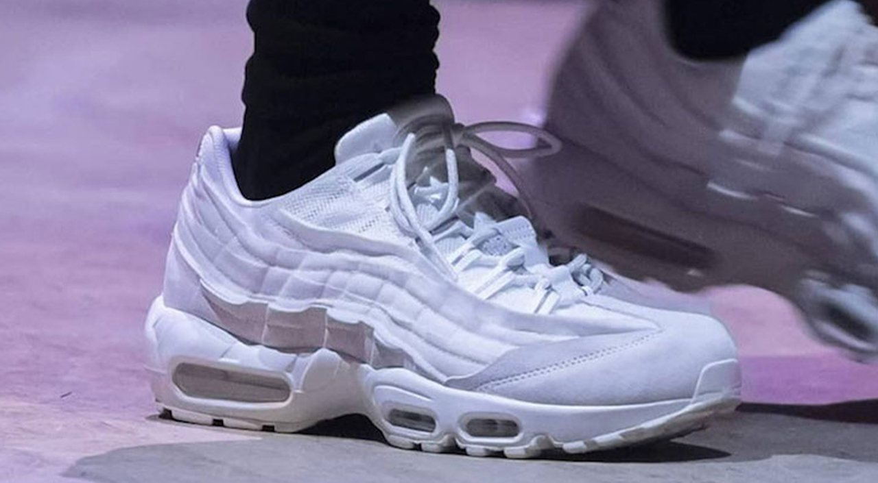 Comme des Garçons x Nike Air Max 95 white colorway runway modern notoriety