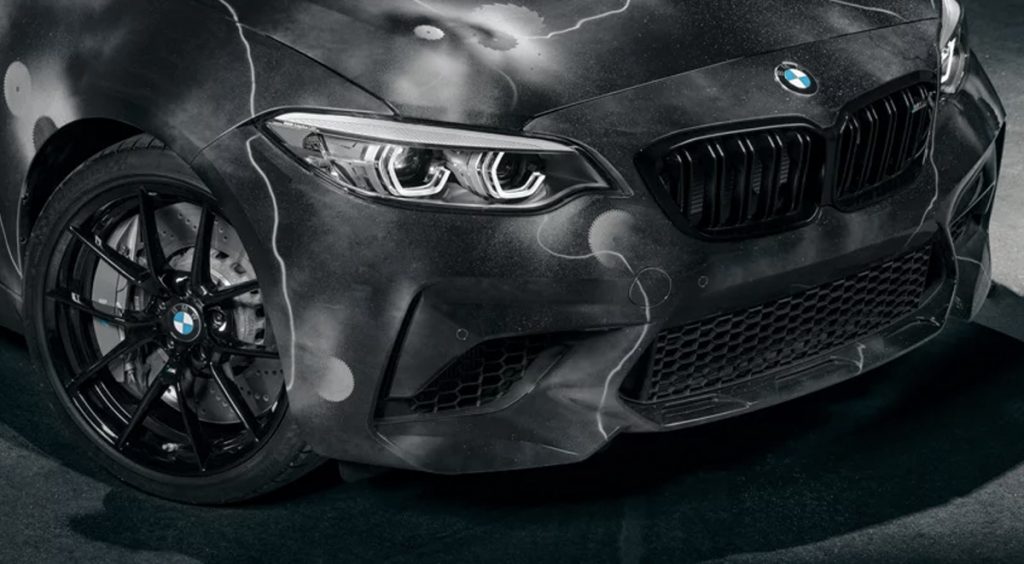 Street art car collaborations futura BMW M2 hood