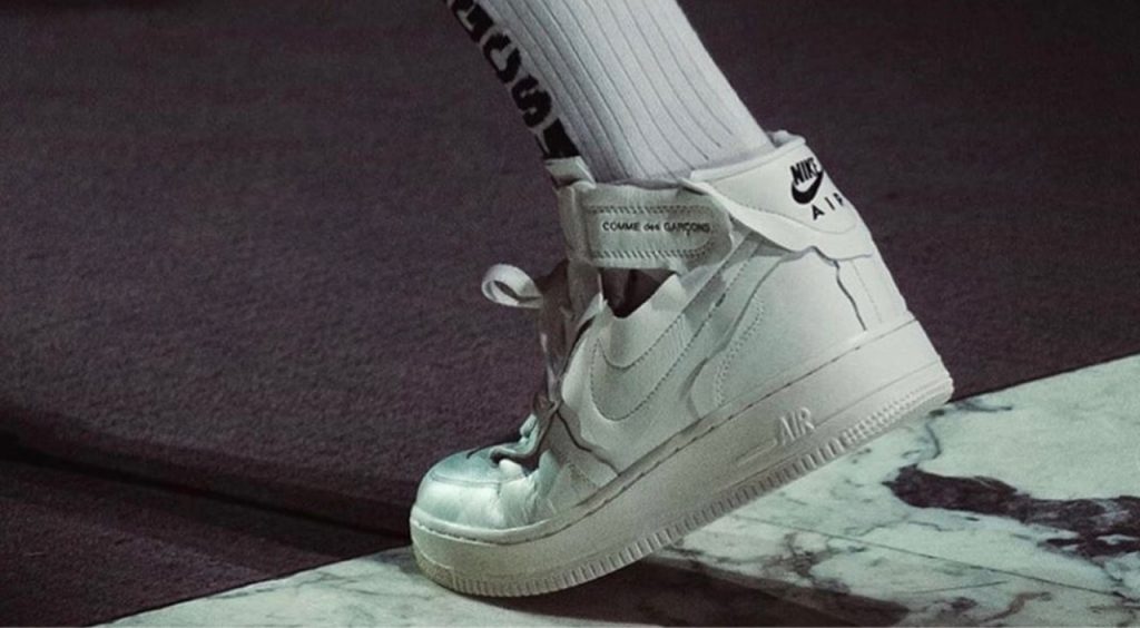 Comme des Garçons x Nike Air Force 1 Mid white runway 2