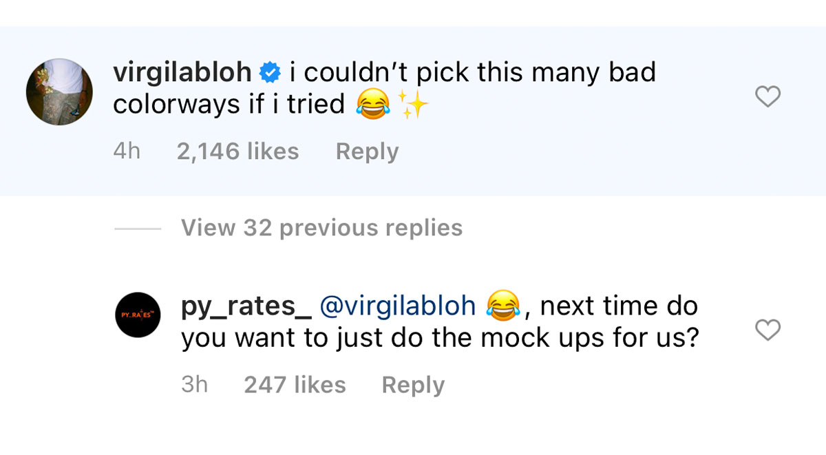 Virgil Abloh Corrects Py_rates On Their Mockups Of His 2021 Dunks