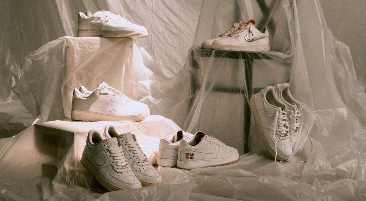 Some of Dexter's most valuable white-on-white Air Force 1s. It includes Anaconda Air Force 1s, Shanghai Air Force 1s, Beijing Air Force 1s and Coke x Diamond Supply Air Force 1s. 