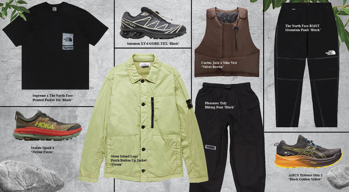 A selection of essentials when styling gorpcore.