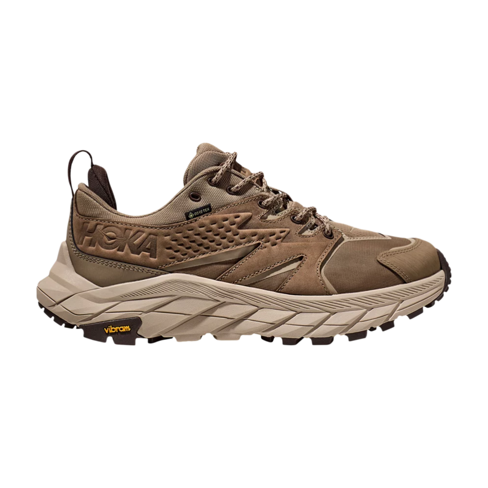 The Anacapa Low GORE-TEX 'Dune Oxford Tan', a sneaker by Hoka, a brand with a rich history.